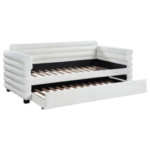 English Elm Fandango Boucle Upholstered Twin Daybed with Trundle Pull Out for Modern Bedrooms B062S01631