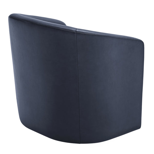 English Elm Ardena Midnight Blue Faux Leather Swivel Barrel Chair — Modern 360° Swivel, Pocket Coil Seat, Compact Chic (29.5x30x31.75) B050P322594