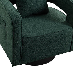 English Elm 29.13"w Boucle Swivel Accent Chair Open Back 360 Rotation Modern Lounge Seating Green W3188P417877