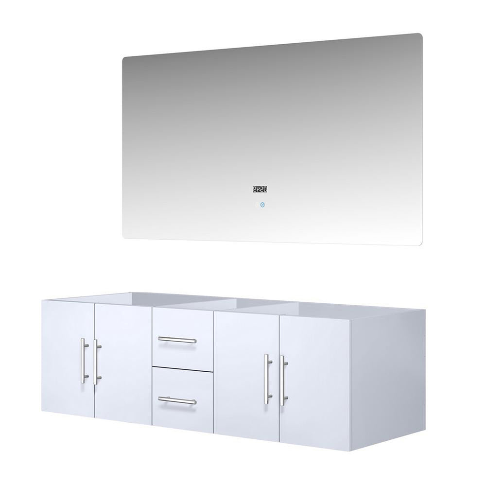 English Elm Glossy White Double Bath Vanity 60" W X 22" D With Led Mirror - Modern Style & Ample Storage Solution B2731S00501