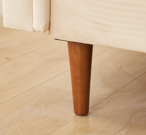 English Elm SOFA, Beige Velvet Microfiber with High-Density Foam & Solid Wood Frame — Plush Contemporary Design B205P248195