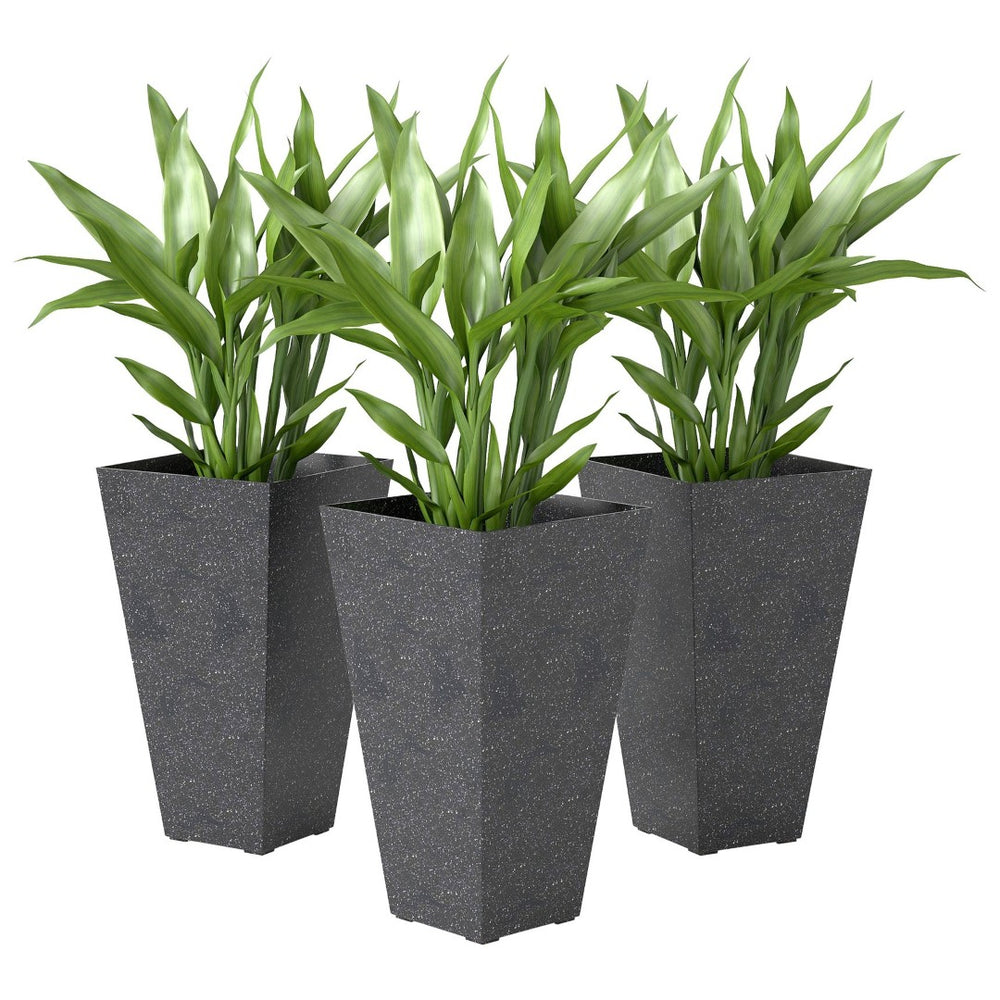 English Elm Outsunny Tall Marble Finish Plastic Planters Set of 3 Stackable Outdoor Tapered Pots W2225P485533