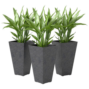English Elm Outsunny Tall Marble Finish Plastic Planters Set of 3 Stackable Outdoor Tapered Pots W2225P485533