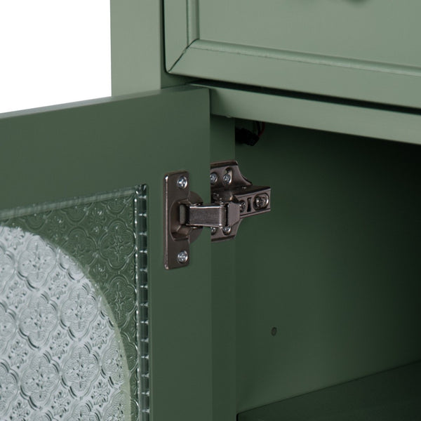 English Elm 35.6" Freestanding Bathroom Vanity with Roman Column Base and Ceramic Integrated Sink Green W1801S00010