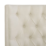 Brooklyn King Tufted Wingback Panel Bed Set in Light Beige Linen