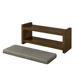 English Elm 40" Accent Bench with Lower Shelf Shoe Rack, Removable Padded Cushion, Modern Entryway Storage Stool Granite W2186P292146