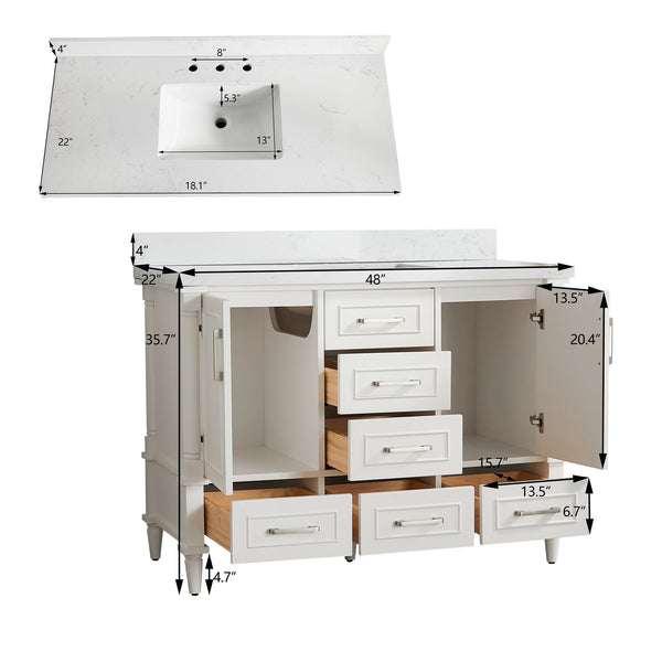 English Elm Fully Assembled 48'' Freestanding Single Bathroom Vanity With Two Handle Sets For Easy Customization W1826P308991