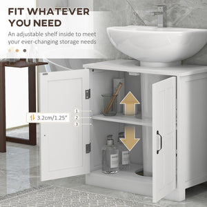 English Elm Bathroom Pedestal Sink Cabinet with U-Shaped Design, Adjustable Shelf, White Storage Solution W2225P173922