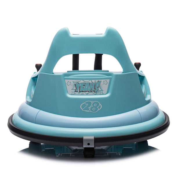 English Elm 12v Kids Ride on Bumper Car with 360 Spin Led Lights Bluetooth and Parental Remote Blue W1578P198508