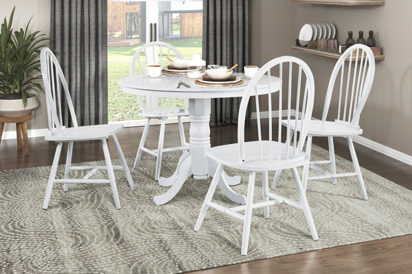 English Elm White Finish Side Chairs Set of 2 - Farmhouse Windsor Back Dining Chairs, Solid Wood, Casual Kitchen Seating B011P239557