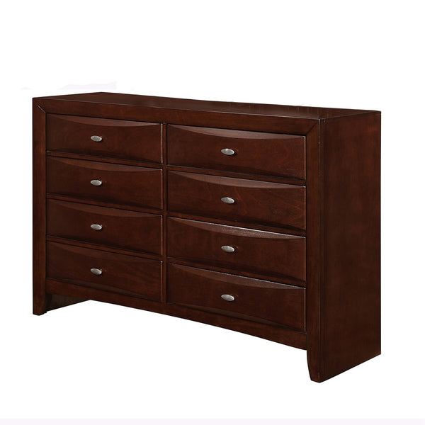 English Elm LUCILLE Spacious Chest of Drawers with Chambered Fronts and Solid Wood Construction, Sleek Tone Finish Walnut Brown 60.47 L x 18.94 W x 43.19 H B201P294818