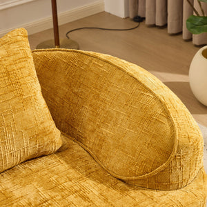 English Elm Yellow Curved Two-Person Compressed Sofa with Chenille Fabric, Spring Support, 2 Pillows, No-Assembly W3612P350748