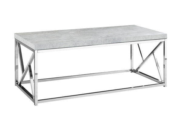 English Elm Coffee Grey Cement-Look Coffee Table 48" Rectangular Chrome Base Modern Industrial Accent Piece B2710P219269