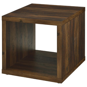 English Elm Hermosa Rustic Open Shelf Coffee and End Table Set for Farmhouse Living Rooms Dark Brown B062S01525