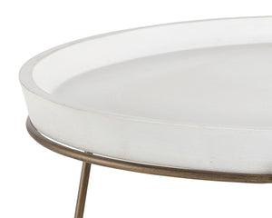 Sunpan REMY Coffee Table - Modern Industrial Design with Antique Brass Frame and White Concrete Top 103331