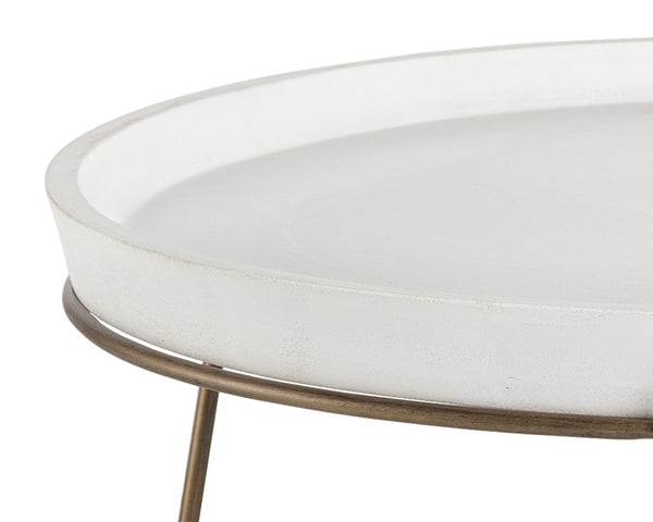 Sunpan REMY Coffee Table - Modern Industrial Design with Antique Brass Frame and White Concrete Top 103331