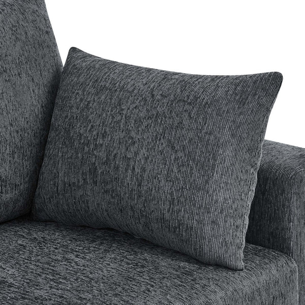 English Elm Modern Low Profile Upholstered Sofa Deep Seat Cushions for Apartment Living Rooms Blue Gray B343P435324