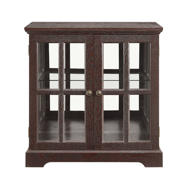 English Elm Led Curio Display Cabinet - Antique Cherry Showcase With Adjustable Shelves, Bluetooth Led Lights & More! W2275P231694