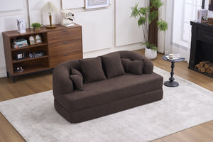 English Elm (old Sku W2231p392100) Chenille Sleeper Sofa Foldable Convertible Loveseat with Four Pillows Brown W2231P466739