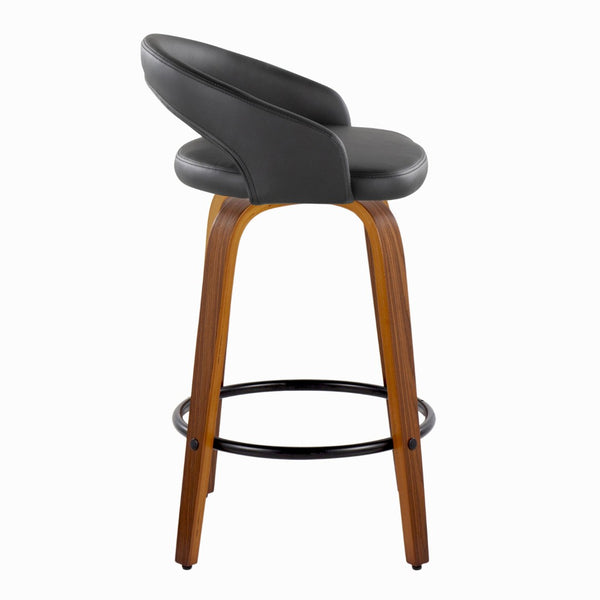 English Elm Fixed-height Swivel Counterstools Mahogany Wood Chrome Footrest Velvet Seat Set of 2 Black B202S01773