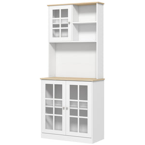 English Elm Homcom 72" Freestanding Kitchen Pantry Cabinet With Hutch, Adjustable Shelves & Elegant Design W2225P217930