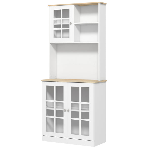 English Elm Homcom 72" Freestanding Kitchen Pantry Cabinet With Hutch, Adjustable Shelves & Elegant Design W2225P217930