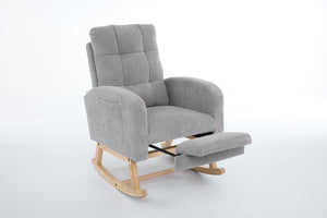 English Elm Modern Upholstered Rocking Chair With Solid Wood Legs, High Backrest, Side Pocket For Comfort & Style P2 W2725P276807-GIGA