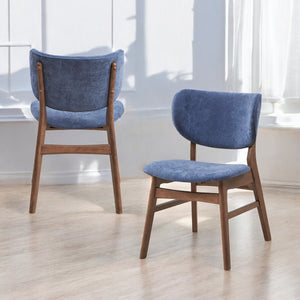 English Elm Bevis Blue Fabric Side Chairs Set of 2 - Walnut Finish, Padded Foam Seats, Water & Scratch Resistant B2726P391824
