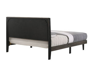 English Elm Valdemar Upholstered Queen Bed Brown Fabric with Weathered Gray Wood, 12 Slats, 660lb Capacity B2726P338682
