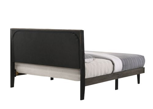 English Elm Valdemar Upholstered Queen Bed Brown Fabric with Weathered Gray Wood, 12 Slats, 660lb Capacity B2726P338682