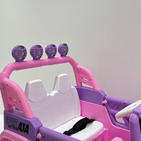 English Elm 24v Two Seat Kids Ride on Car with 4wd Motor Remote Control and Led Lights Pink W509P378207