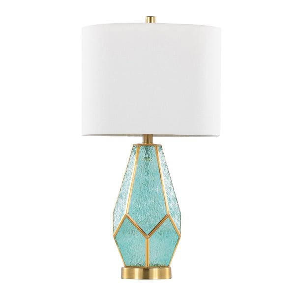 English Elm Glass Glam Table Lamp Set Two Linen Shade Nightstand Bedroom Accent Lighting Gold,Turquoise,White B202P471579