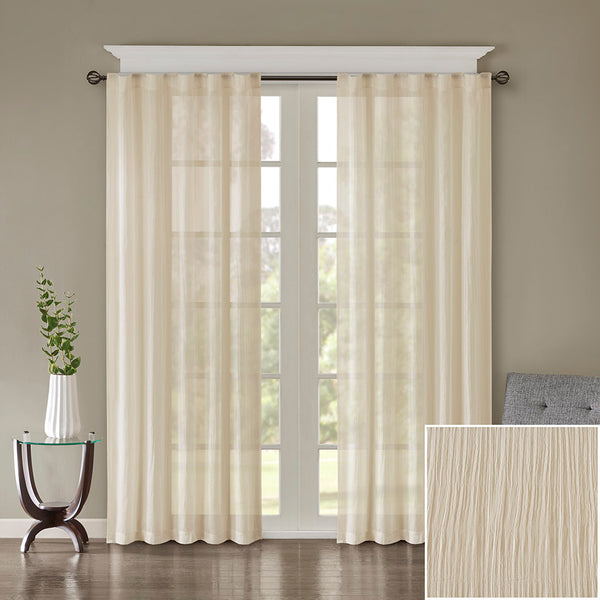 JLA Home Madison Park - Solid Crushed Lightweight Sheer Curtain Panels Pair in Cream — Textured, Light-Filtering, Versatile Drapes 95 L x 42 W x 0.13H MP40-4526