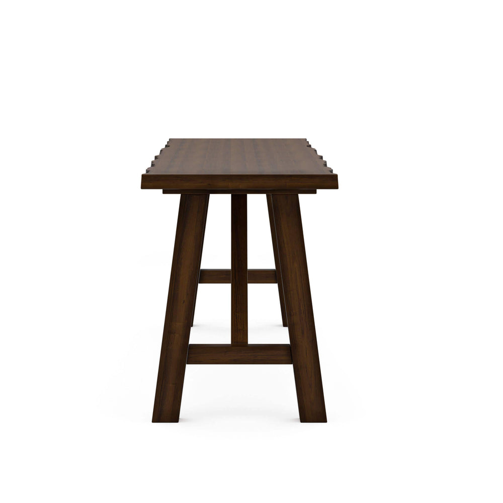 English Elm Rustic Walnut Live Edge Bench 54" Distressed Solid Rubberwood Seat Angled Legs Charming Centerpiece B2741P395578