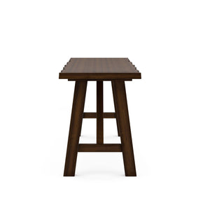 English Elm Rustic Walnut Live Edge Bench 54" Distressed Solid Rubberwood Seat Angled Legs Charming Centerpiece B2741P395578