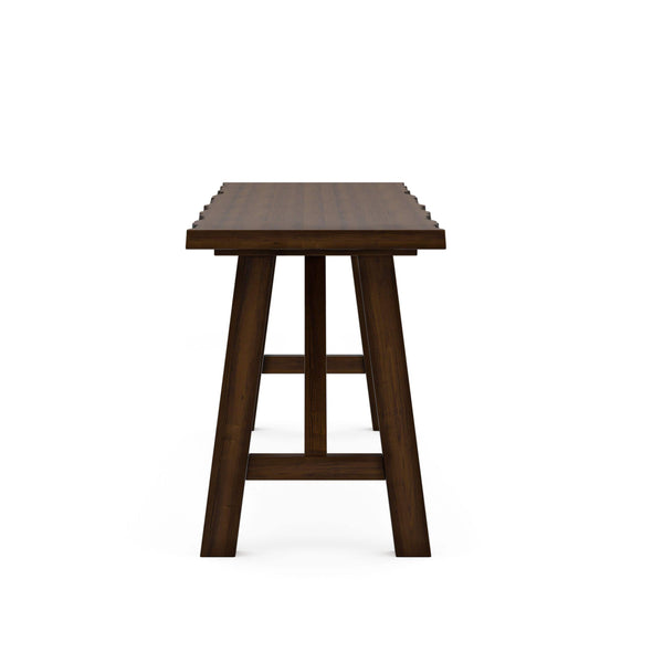 English Elm Rustic Walnut Live Edge Bench 54" Distressed Solid Rubberwood Seat Angled Legs Charming Centerpiece B2741P395578