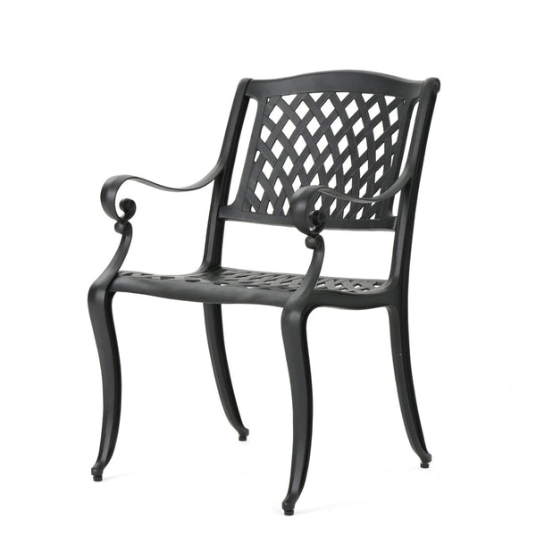 English Elm Cayman Arch Back Cast Aluminum Mesh Outdoor Dining Chairs Weather Resistant Set 54587.00SAD