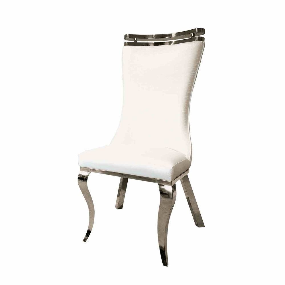 English Elm 2pc Side Chair White Tiger Print Leather Upholstered Saber Legs Dining Chairs, Durable 26"W x43"H B2741S00724