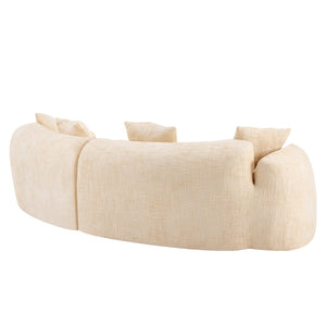 English Elm Beige Curved Compressed Sofa — Nordic Minimalist Foam & Spring Design, Soft Upholstery, Easy Setup W3612S00012