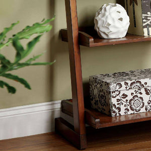 English Elm Antique Oak 5-Tier Ladder Shelf 55"H Solid Wood Transitional Display & Bookcase for Living Room B011P191546