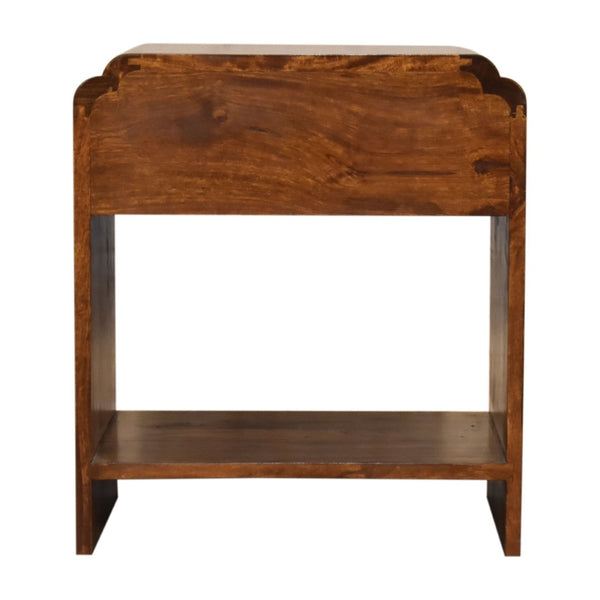 English Elm Solid Wood Nightstand In Rich Chestnut Finish – Handcrafted Mango Wood With Drawer & Open Shelf B182P280770-GIGA