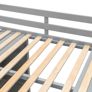 English Elm Full Size Loft Bed with Wardrobe Desk and Shelving for Modern Teen Bedroom Gray LT000679AAE-1