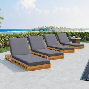 English Elm Christopher Knight Home® - Lounge Chaise Set - Premium Acacia Wood, 4-Inch Thick Water-Resistant Cushions, Adjustable Recline N770P272405T_65429.00CUSHDGRY