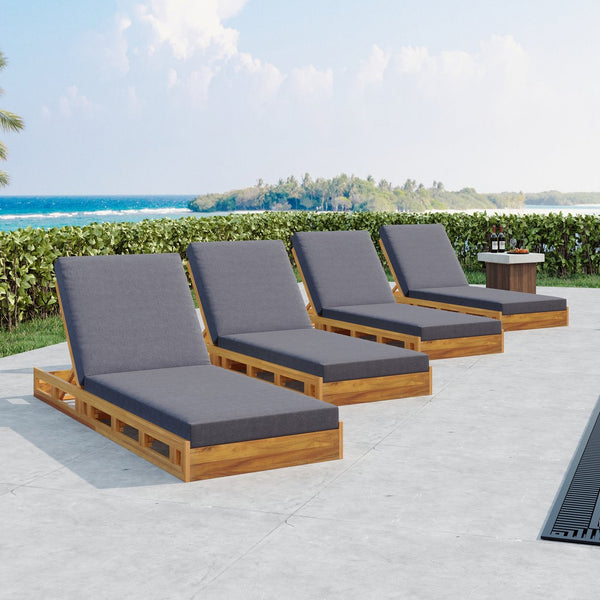 English Elm Christopher Knight Home® - Lounge Chaise Set - Premium Acacia Wood, 4-Inch Thick Water-Resistant Cushions, Adjustable Recline N770P272405T_65429.00CUSHDGRY