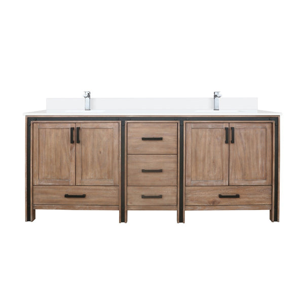 English Elm Rustic Barnwood Double Bath Vanity With Cultured Marble Top And Chrome Faucet - 80" Wide Beauty B2731P260658-GIGA