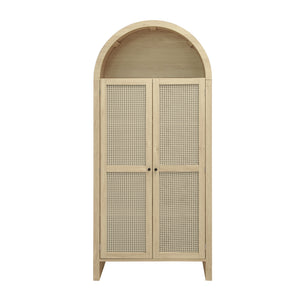 English Elm 70.28" Tall Arched Kitchen Pantry - Elegant Rattan Storage Cabinet With Adjustable Shelves & Safety Features W688P204451