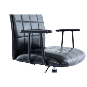 English Elm Antique Pu Leather High Back Office Chair with Swivel Gas Lift and Padded Armrests Antique Black W3149S00004
