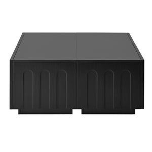 English Elm ON-TREND Elegant Arched TV Stand & Convertible Coffee Table with 4 Drawers Spacious Storage and Durable MDF Finish Black N721P329091B