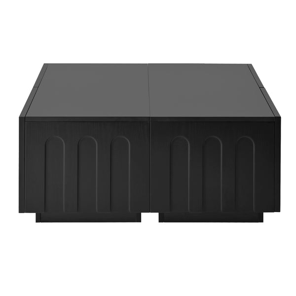 English Elm ON-TREND Elegant Arched TV Stand & Convertible Coffee Table with 4 Drawers Spacious Storage and Durable MDF Finish Black N721P329091B