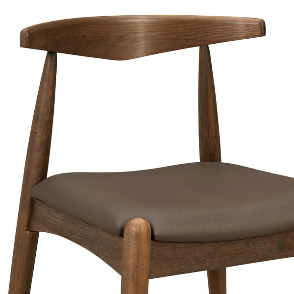 English Elm [video] 5-piece Mid-century Dining Set Rubberwood Frame Faux Leather Ergonomic Chairs Brown,Walnut N759S006011D